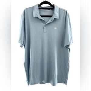 Travis Matthew Heather Light Blue Zinna Short Sleeve Polo Collared Shirt